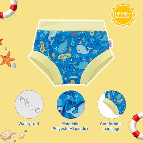 Image of ALVABABY 3 Pack Reusable Baby Boys Swim Diapers UPF 50+ Washable Toddler Beach Diapers