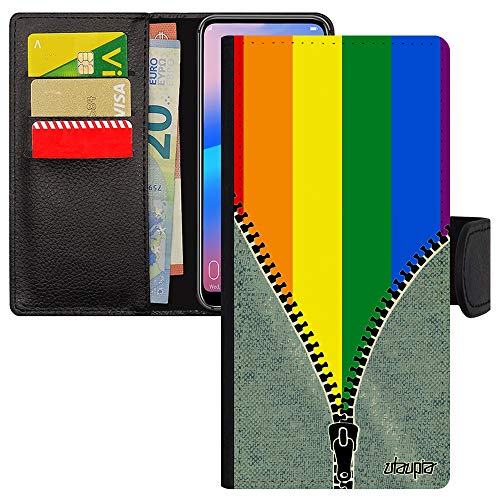 Coque Redmi Note 9s Rabat Cuir Arc en Ciel Porte Cartes Protection Intégrale