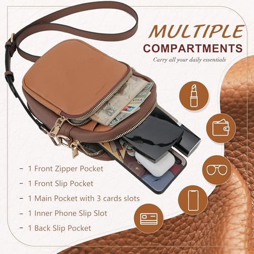VX VONXURY Zip Cell Phone Bag, Small Fashion Women Crossbody Purse with 2 Removable Shoulder Straps and 3 Card Slots4