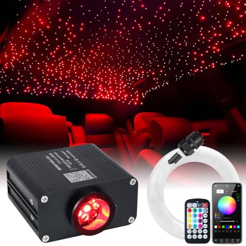 Image of 16W Car Home Starlight Headliner Kit, Twinkle & Sound Activate RGBW Fiber Optic Lights with APP & Remote Control, Star Lights for Ceiling Decoration, 550 pcs 9.8ft