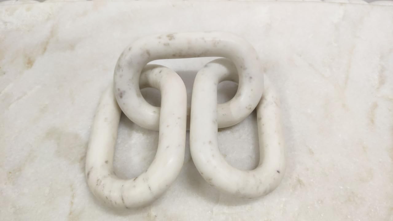 Escultura de cadena de eslabones de mármol blanco | Decoración de cadena de eslabones | Nudo de mármol | Eslabón de mármol | Decoración del hogar | Cadena de mármol | Arte de eslabones de cadena