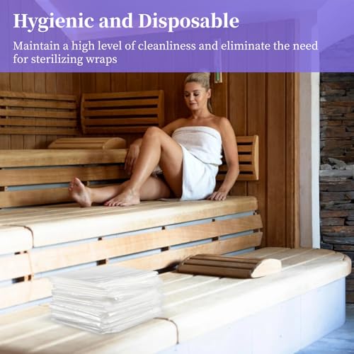 50PCS Disposable Plastic Sheeting for Body Wrap, 83‘’×47‘’ PE Sauna Bag Liner, Sauna Blanket Insert, Disposable Sheets for Home Bathtub, SPA, Beauty Salon