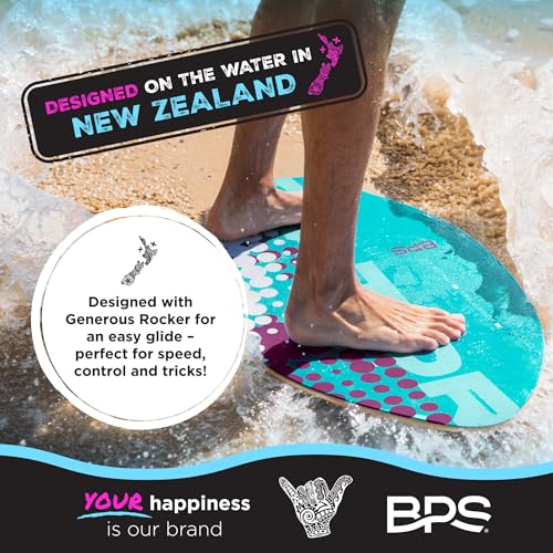 Image of BPS 'Gator' 35 inch Skim Board - Epoxy Coated Wood Skimboard with Traction Pad - No Wax Needed - Skimboard for Kids and Adults (Fluorescent Blue)