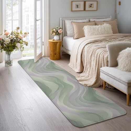 Alfombra de pasillo moderna rectangular verde de 2 x 8 pies para puerta 5