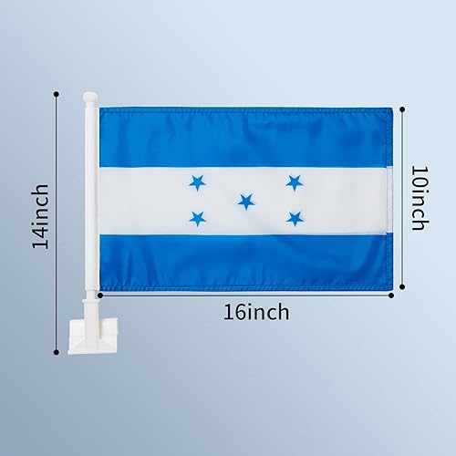 Miniatura 2 de Paquete de 2 banderas de automóvil, bandera de Honduras para exteriores con bandera hondureña y mástil, el clip para ventana con logotipo de
