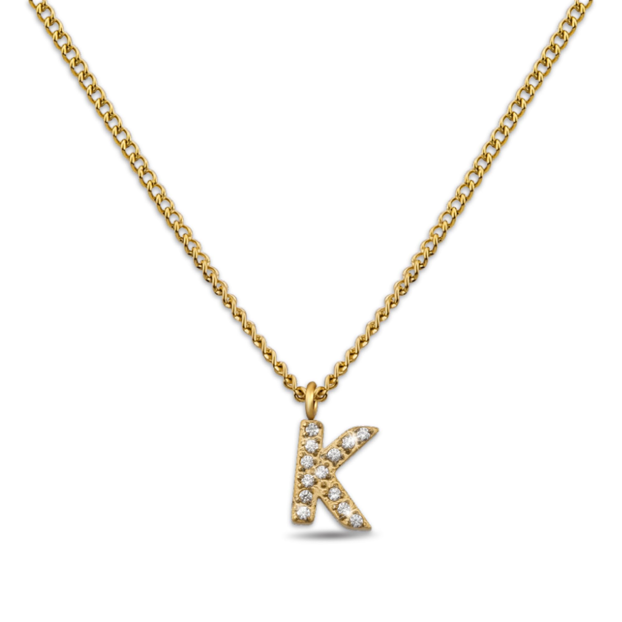 GD GOOD.designs Kette Buchstabe Gold für Damen | 18K vergoldete Halskette mit Zirkonia Initialien | Goldene 316L Edelstahl Buchstabenkette