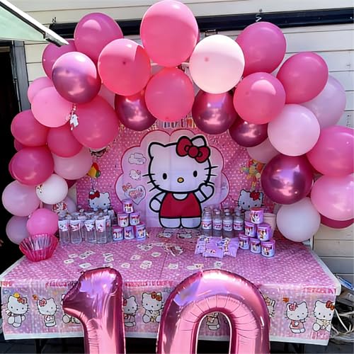 Image of Pink Balloons Hot Pink Balloons, 50pcs Light Pink Metallic Chrome Dark Pink Confetti Latex Party Balloons for Girls Women Birthday Bridal Shower Wedding Princess Party Decorations