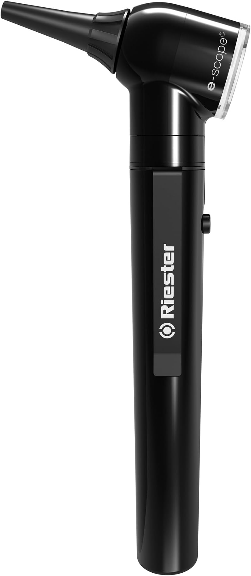 Riester e-Scope Otoscope Fiber Optic 3.7V LED Light, Ear Scope with Light, AA Battery Handle, Case Included, Pocket Sized, Black, 2111-203