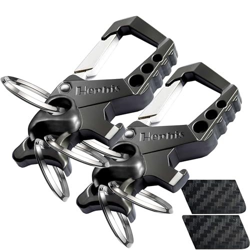 Image of Hephis Skull Heavy Duty Key Chain,Car Emergency Escape Tool, Seat belt Cutter,Bottle Opener,Carabiner Car Key Chains