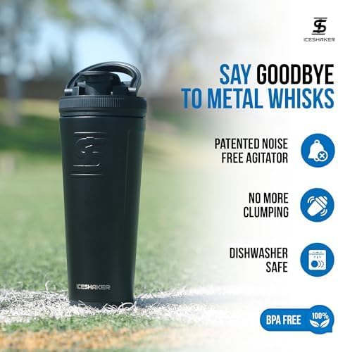 Ice Shaker Insulated Stainless Steel Shaker Bottle | 26oz, Black camo | Cold for 30+ Hours | Insulated Cup with Twist-on Agitator | Odor-Free Bottle for Protein Shakes, Water, Smoothies, Cocktails - Image 4