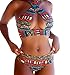 Produktbild Geagodelia Damen Bikini Set Neckholder Bunte Zweiteilige Badeanzug Strandkleidung Sexy Crossover Bikinioberteil und Triangel Bikinihose Bademode Badeanzug