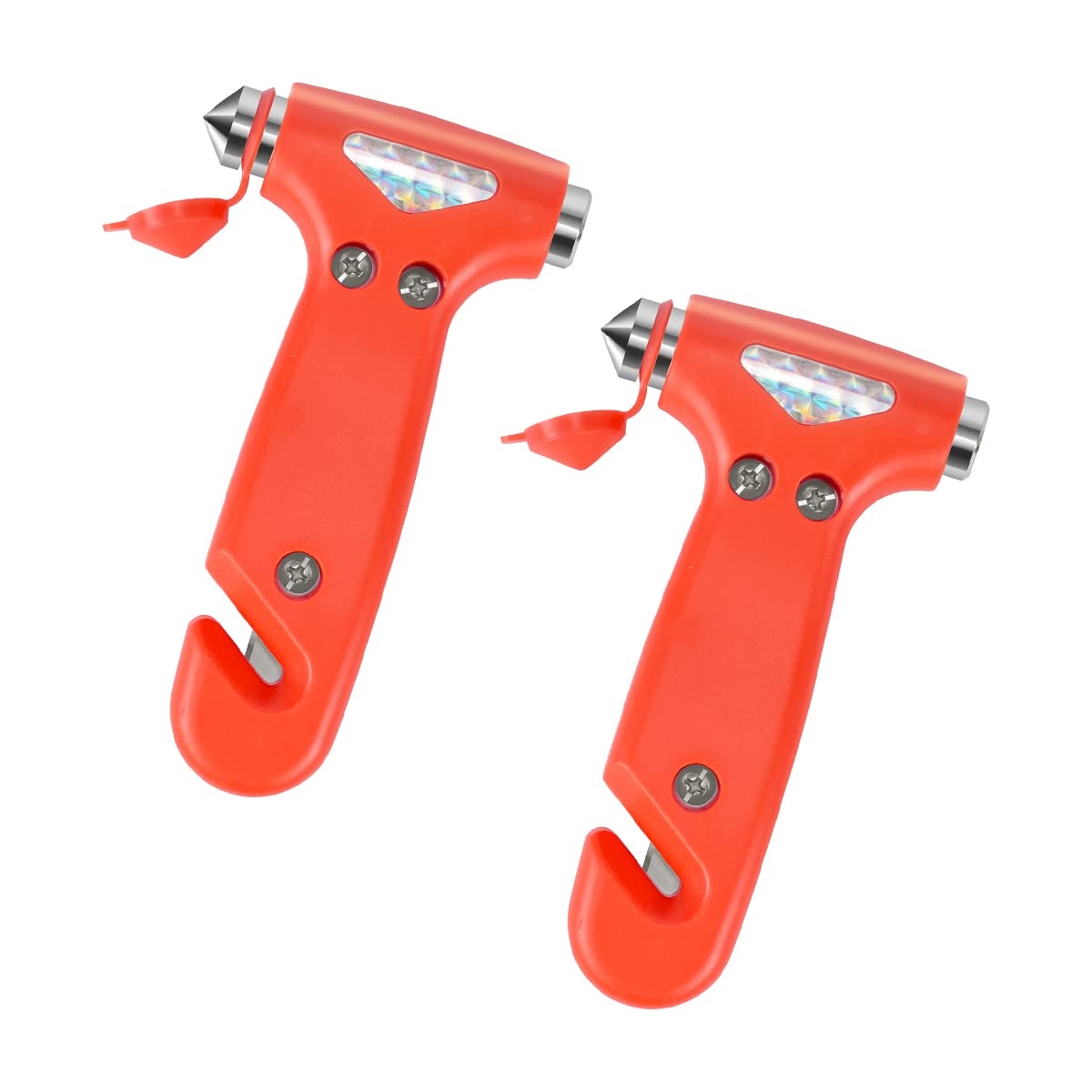 BELOMI 2 Pack Car Safety Hammer, Emergency Escape Tool with Window Breaker and Seat Belt Cutter, 5-in-1 Auto Multifunctional Escape Hammer for Accident, Vehicle Survive Accessories (Orange)