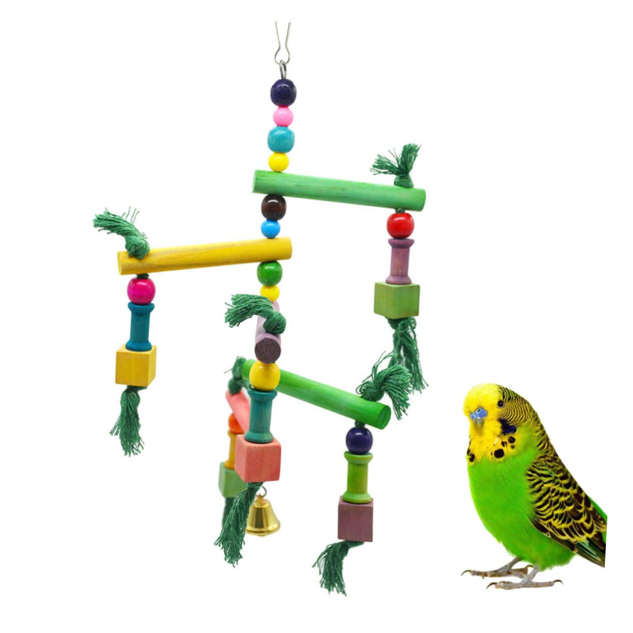 minkissy 3 piezas de madera juguetes para pájaros de madera columpio de pájaros masticar juguete de loro, juguetes de cacatúa, soporte de juego de pájaros, columpio de loro, juguete de loro, columpios