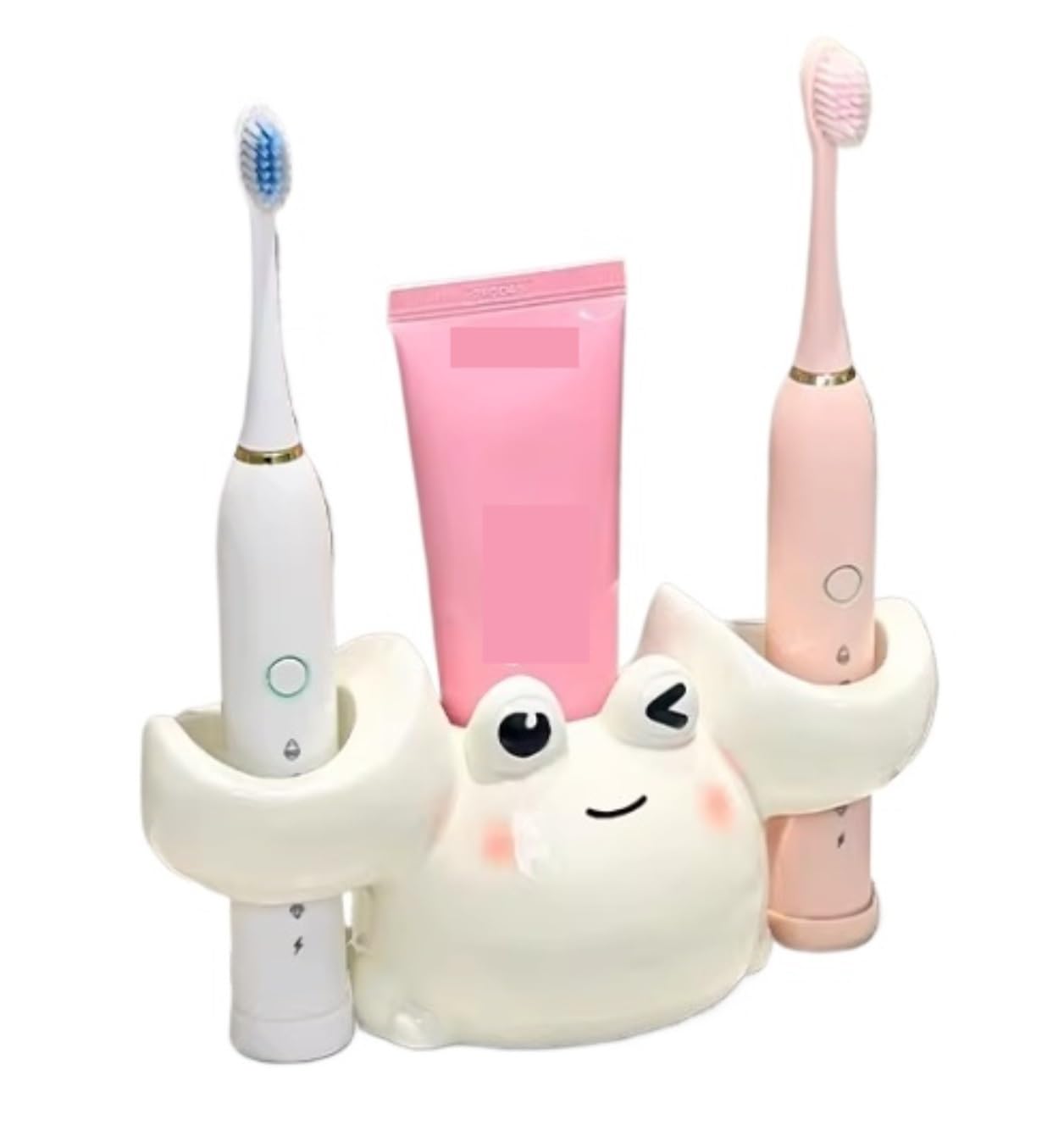 Modern Porta Cepillos De Dientes, Accesorios De La Encimera del Tenedor Cepillo Dientes Forma Cangrejo Cerámica For El Cuarto Baño Ahorra Espacio(White)