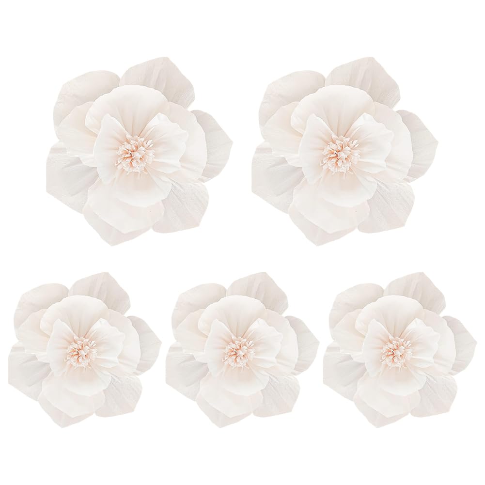 FSSTUD 5 grandi fiori di carta velina grandi fiori di carta crespa per addio al nubilato pompon festa di nozze fiori di carta da appendere alla parete baby shower fiori
