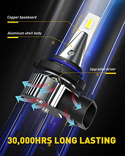 Image of AUXITO 9006 HB4 LED Fog Light Bulbs, 6000LM High Brightness, 6500K Cool White with CSP LED Chips, Daytime Running Lights DRL Bulbs for Cars, Trucks, IP67, Pack of 2