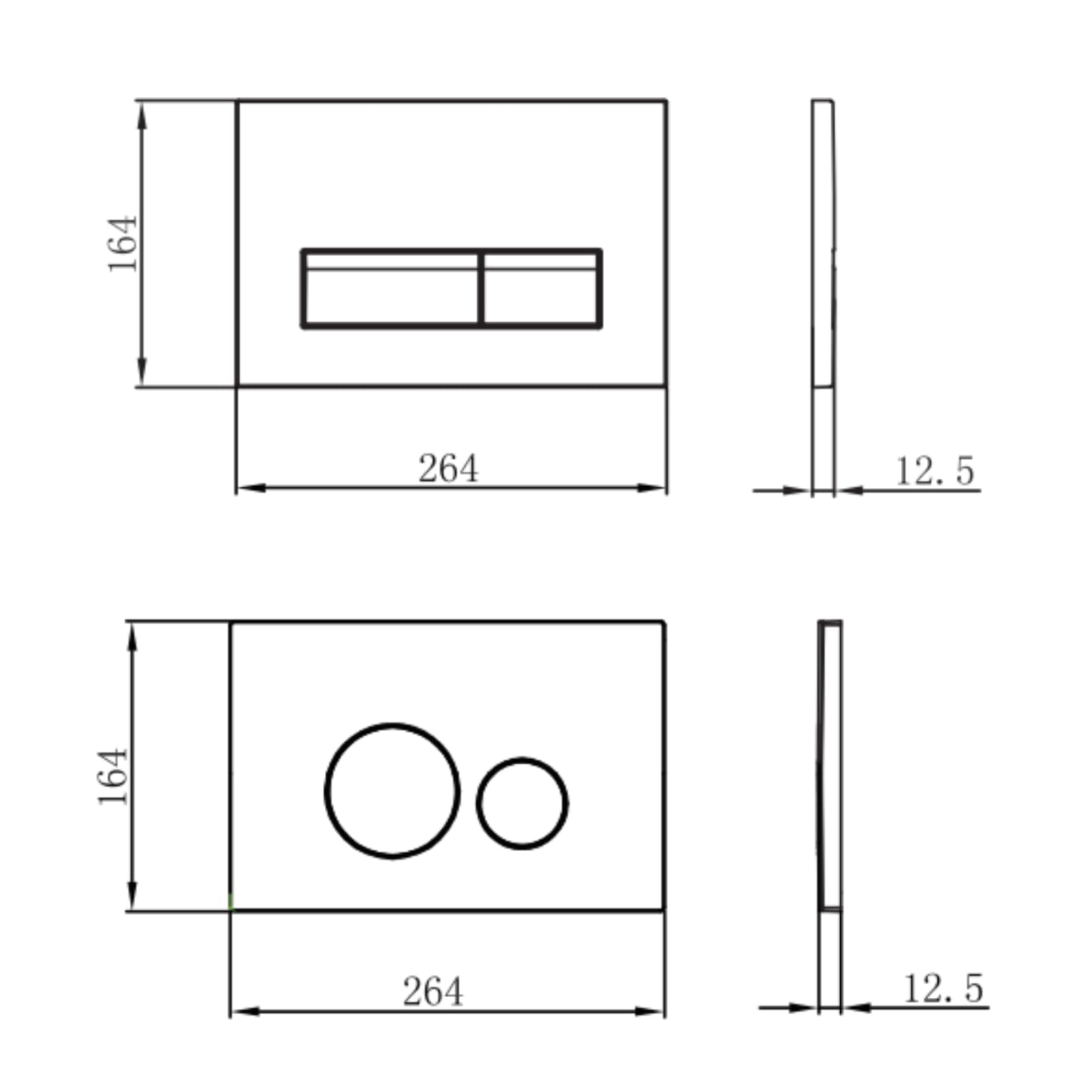 Plaque de déclenchement pour WC UWT01H-GE - Plaque de déclenchement ronde - Blanc laqué - 264 × 164 × 12,5 mm