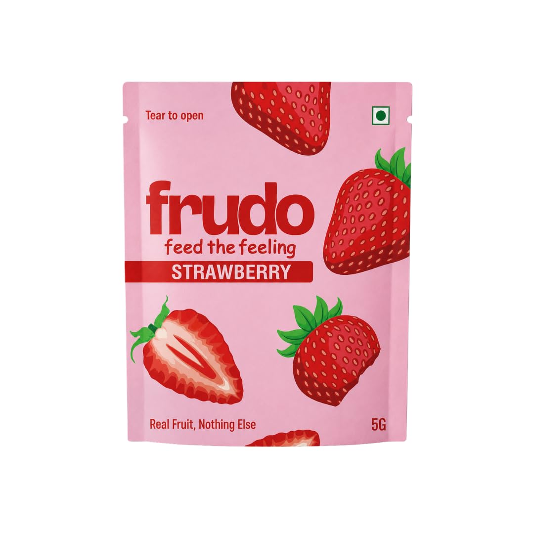 FRUDO Freeze Dried Strawberry Fruit Bites, 100% Crispy Snack Chips, No Added Sugar, Vegan, Gluten Free, Non Fried, 10 Grams (Pack of 1, Strawberry)-image-22