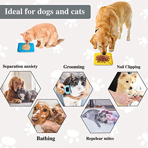 Licking Mat for Dogs & Cats 2 Pack with Suction Cups, Pets Bathing Grooming Training Calming Mat Perfect for Bathing Grooming - Image 6