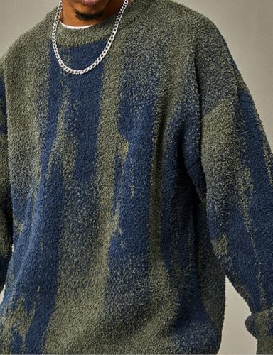 Mywinway Striped Sweaters for Men Fall Winter Crewneck Long Sleeve Causal Knit Pullover Sweater Tops Streetwear Jumper4