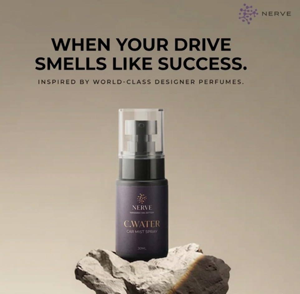 Image of Keydroid Nerve Mindful Fragrances 30ml | C. Water Fragrance | Car Mist Aroma Spray | Car Perfume with Hanging Air Freshener | Aromachology based | Long-Lasting, Anti-Odour | Natural Scent (C.Water)