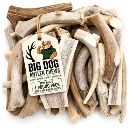 Big Dog Antler Chews - One Pound Pack of Sun-Aged Deer and Elk Antler Dog Bone Chews - Natural Healthy Long-Lasting Treat