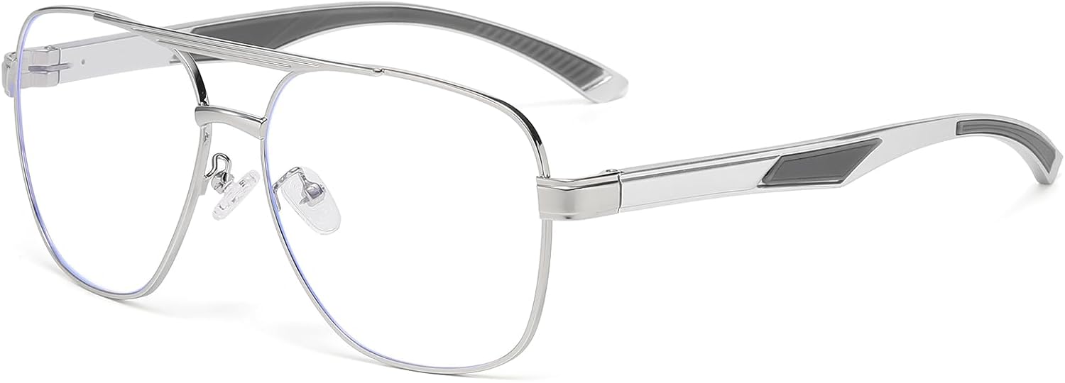 80s Retro Nerd Glasses, Oversized Square Aviator Clear Lens