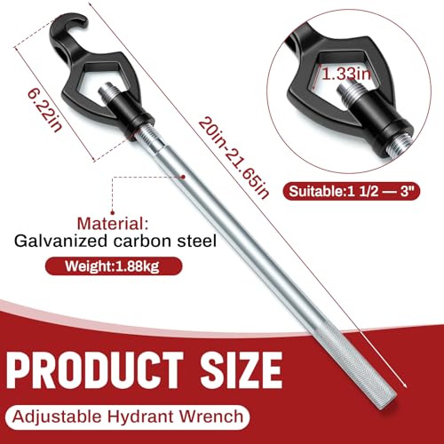 Image of Tandefio 1 Pcs Fire Hydrant Wrench, 1-1 /2 inch to 3 inch, Black