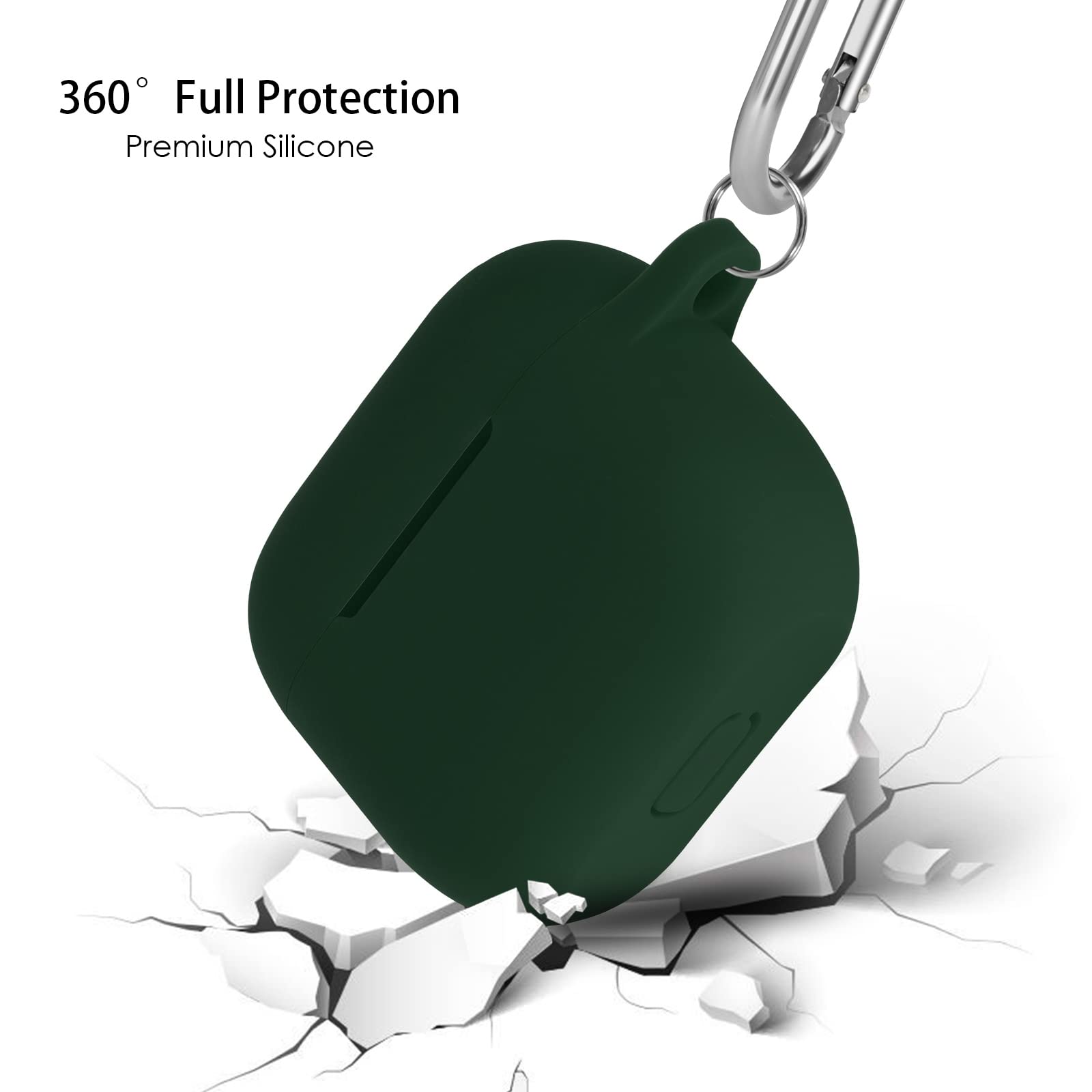 Coque Étui Protecteur Compatible avec AirPods 3, Housse de Protection en Silicone Anti-Choc, Souple, Antidérapant Etui de Protection pour Airpods 3ᵉ Génération 2021 avec Mousqueton, Dark Green - 5