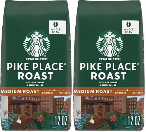 Image of Starbucks Medium Roast Whole Bean Coffee - Pike Place Roast - 1 bag (12 oz.) (Pack of 2)