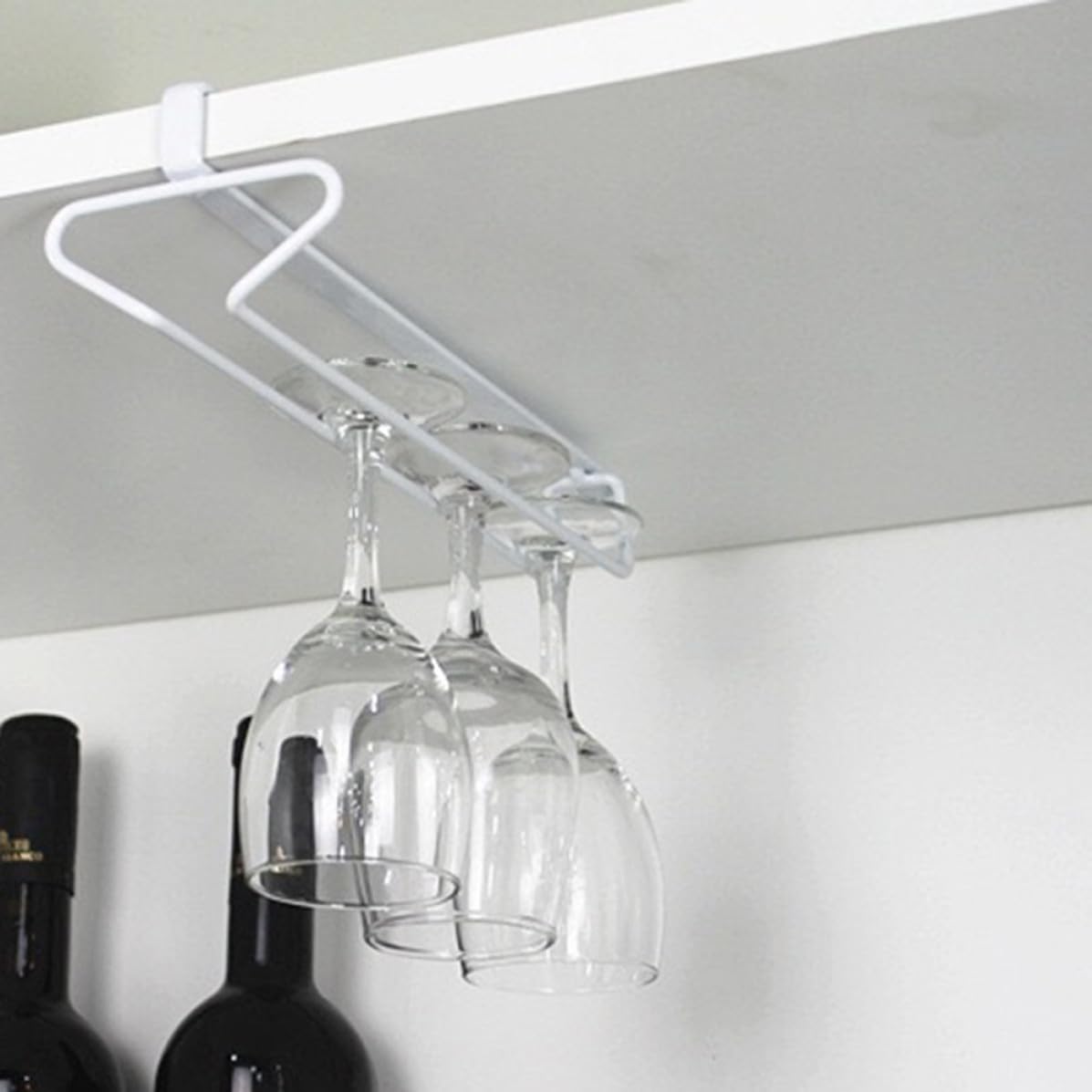 Zerodeko White Iron Hanging Wine Glass Holder Rack for Stemware Storage