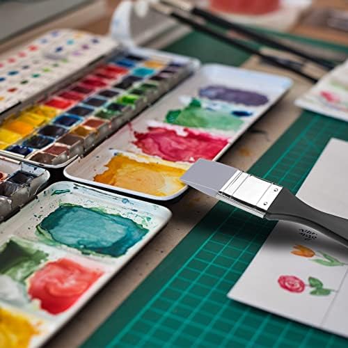 AIEX 2pcs Flat Silicone Paint Brushes, Wide & Narrow Silicone Shaper Brush for Art Solid Paintbrush Sets for Acrylic Paints and Watercolor (1 Inch, 2 Inches in Width)