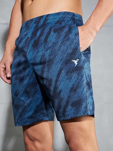 Image of TECHNOSPORT Men's Regular Fit All Over Print Stretchable Shorts with Quick Dry, Anti Odour for Gym, Sports and Regular Use