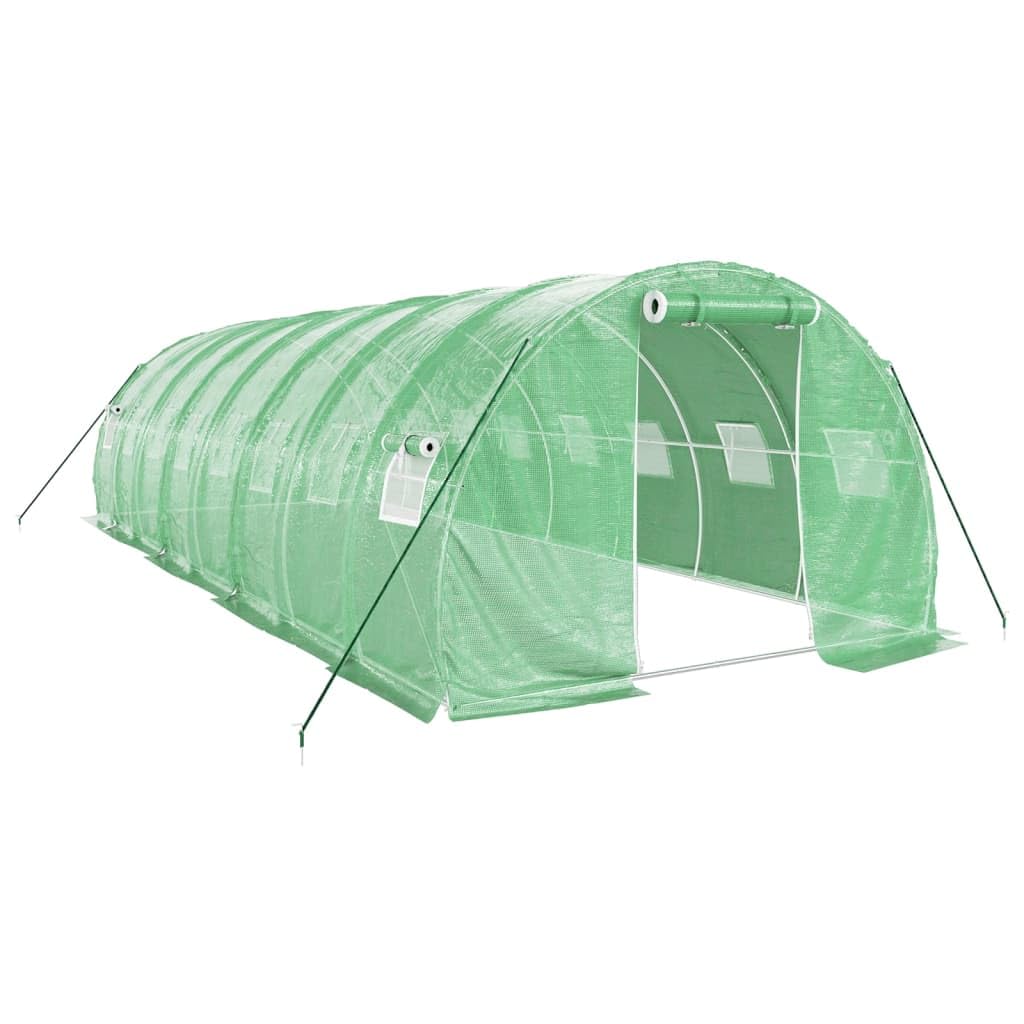 Homgoday Invernadero con Estructura de Acero Verde 24 m² 8x3x2 m, Invernadero Caseta Jardín Terraza Plantas Semilla Cultivo Huerto Verduras Cubierta Casero