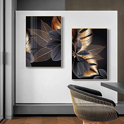 Peinture sur toile plante feuille fleurs abstraites triptyque - 4