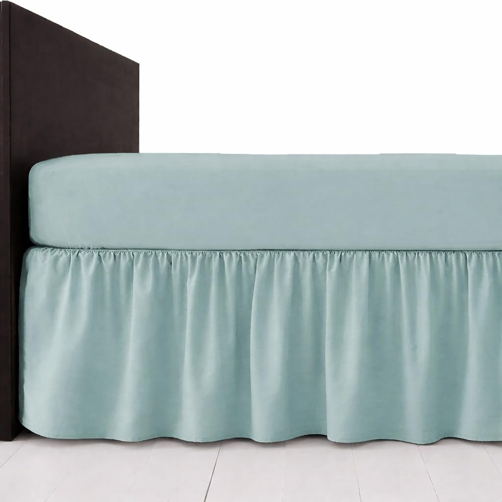 Polycotton Platform Base Valance Sheet – Extra Deep 16” Frill – Under Mattress Bed Skirt, Durable Easy Care, Wrinkle Resistant Bedding (Duckegg, Double)