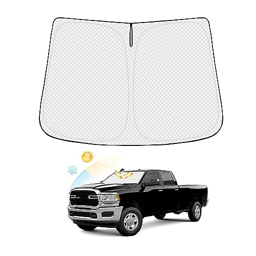 Image of Canvcle Windshield Sun Shade for 2010-2025 2026 Dodge Ram 2500 3500 Accessories Thicken 6-Layer Foldable Front Window Sunshade Cover Sun Visor Protector Block UV Rays Keep Vehicle Cool