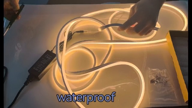 Image of Neon LED Strip Light - LED Neon Strip Light 16.4ft /5m 12V DC,Cut Length 0.39'' /1cm Silicone LED Neon Flexible Strip Light for Indoor Outdoor DYI Signage Decoration (Power Adapter not Included)