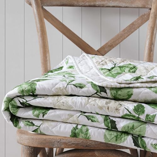 Image of Martha Stewart - King Quilt Set, 100% Soft Cotton Floral Bedding for Year Round Comfort, 3 Piece Bed Set with Matching Pillowcases (Hydrangea Floral Beige)