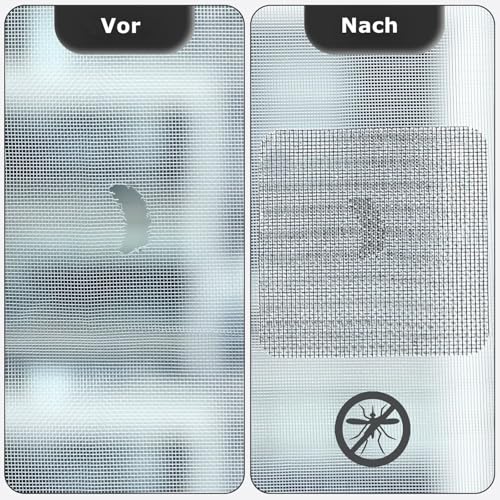 Secopad Fliegengitter Reparatur Set 38 Stück, Fliegengitter Reparatur Klebeband, Insektennetz Fliegengitter Reparaturset aus Glasfaser, Selbstklebend, Schwarz