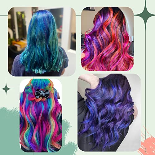 Image of Ugeat Blue Clip in Hair Extensions for Cosplay 20 Inch Hair Extensions Clip ins for Party Colorful Human Hair Clip ins Halloween Easy to Apply 4pcs 28g