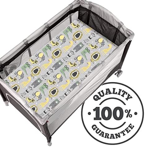 Grow Wild Pack N Play Sheets | Mini Crib Sheets 3-Pack, Soft Pack And Play Sheets, Premium Bassinet Sheet, Safari Elephant Yellow Gray White #TOP4