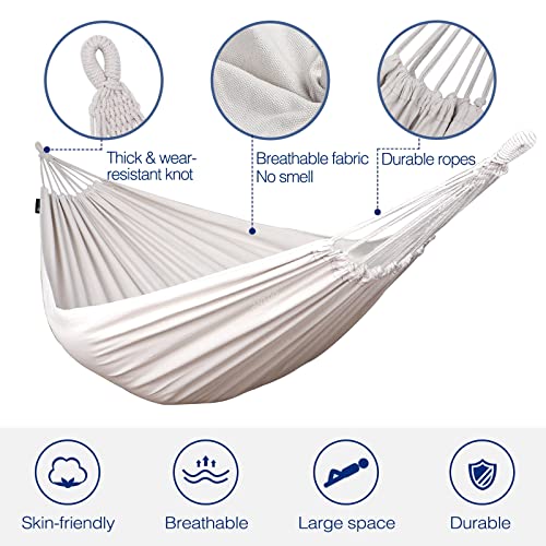 Anyoo Garden Cotton Hammock Comfortable Fabric Hammock With Tree Straps For Hanging Durable Hammock Up To 450Lbs Portable Hammock With Travel Bag,Perfect For Camping Outdoor/Indoor Patio Backyard #TOP2