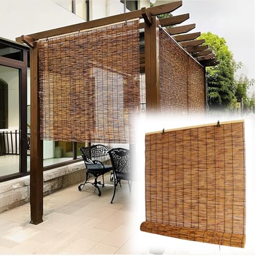 Persianas Enrollables De Bambú Estores de Bambú Natural 60 70 80 90 100 110 120 130 140 150 160cm Cortina De Caña Protección Solar y Privacidad, Cortinas Opacas para Ventanas,Jardín