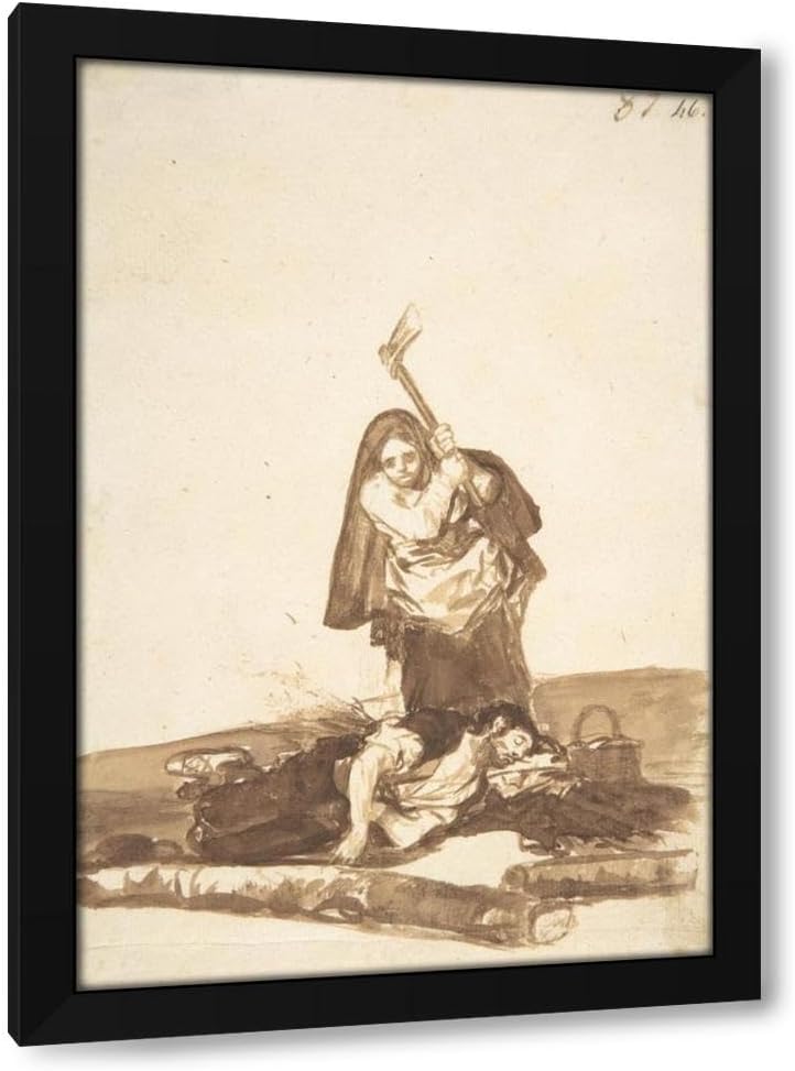 ArtDirect Francisco de Goya 14x18 Gallery Wrapped Canvas Museum Art Print Titled: A Woman About to Attack a Sleeping Man with an Axe (ca. 1812-20)
