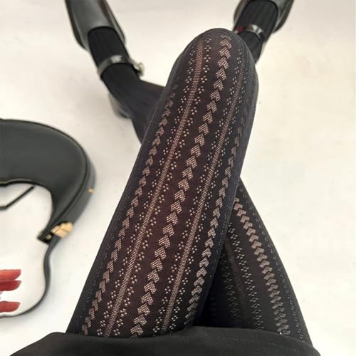 Japanese Elegant Hollowed Out Heart Pattern Tights for Women Aesthetic High Waist Mesh Pantyhose Solid Color4