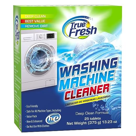 True Fresh Washing Machine Cleaner Tablets – 25-Pack Deep Cleaning for Front Loader, Top Load & HE Washers – Helps Remove Odor-Causing Residues, Pet Hair & Hard Water Buildup – Septic Safe