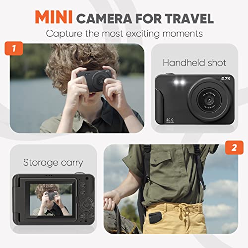 ESOXOFFORE-Digital-Camera-for-Teens27K-40MP-Autofocus-Vlogging-Camera-with-180-Degree-Flip-Screen16X-Digital-Zoom-Compact-Portable-Video-Camera-for-8-15-Year-Old-Kids-Student-Boys-Girls-Black