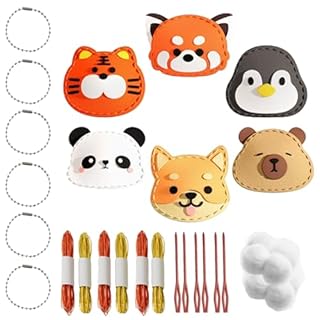 Play N Learn Kids' Sewing Kit: Cute Animal Felt Craft Bag for Beginners, Handmade Pendant Material