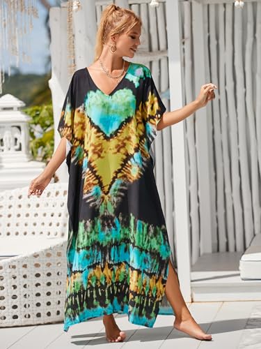Image of Kaftan Dresses for Women Plus Size Bathing Suit Cover up Caftan Maxi Beach Dresses